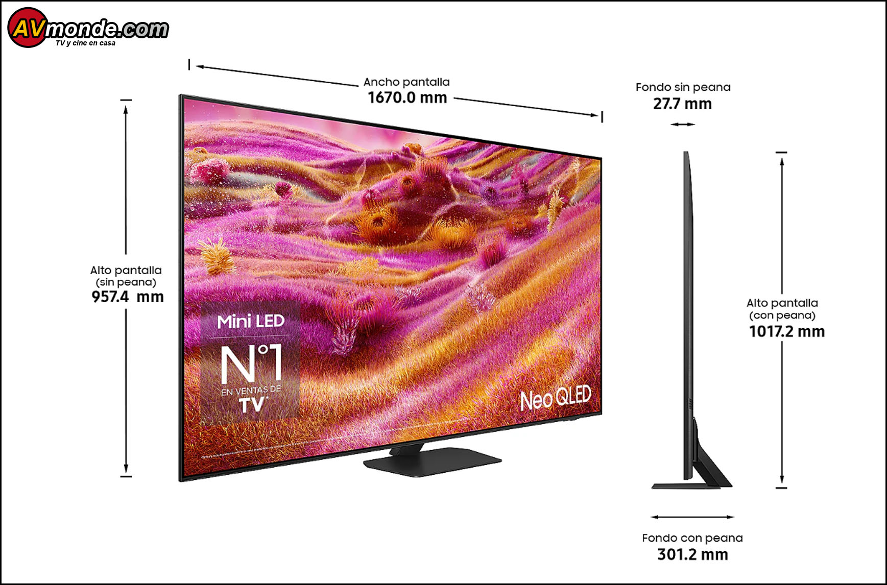 Dimensiones del Samsung TQ75QN90FATXXC